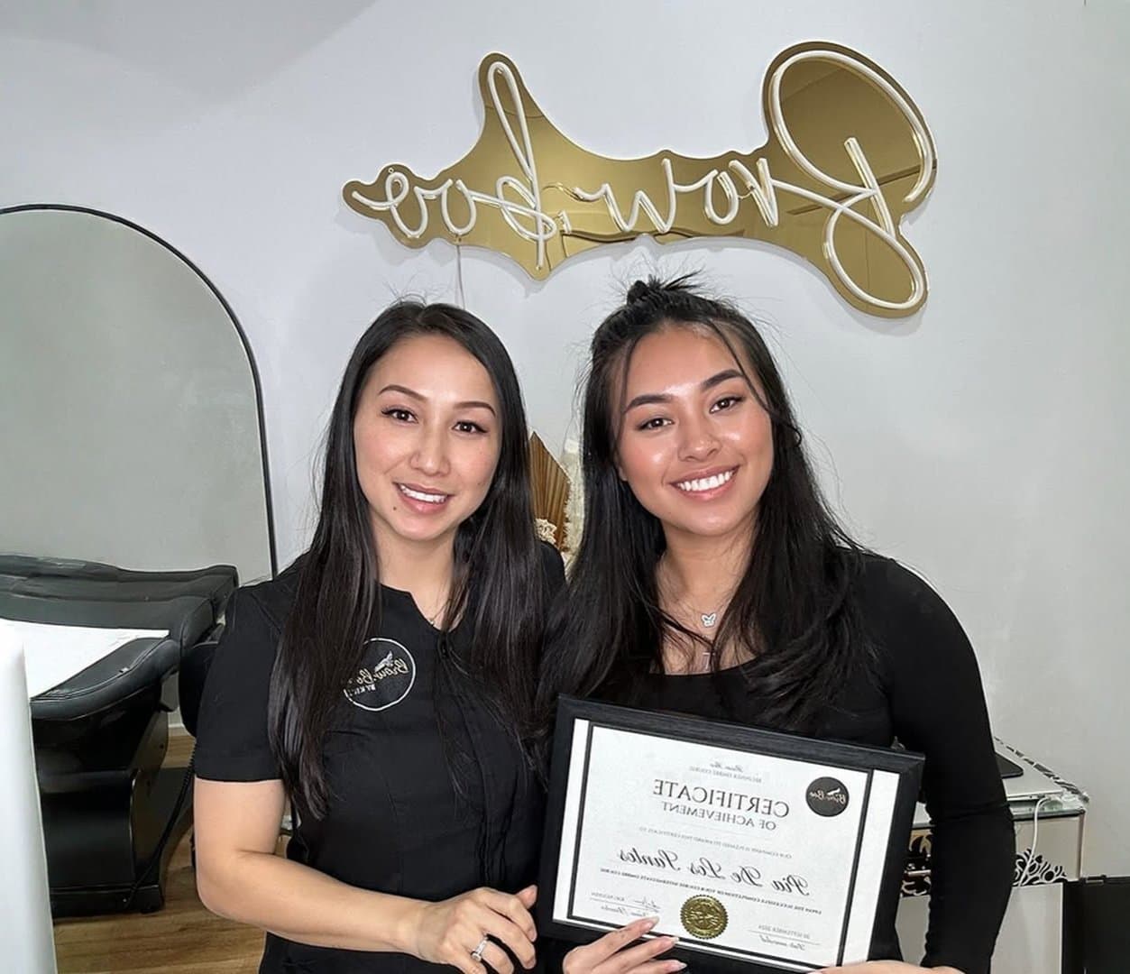 Pia with her brow trainer